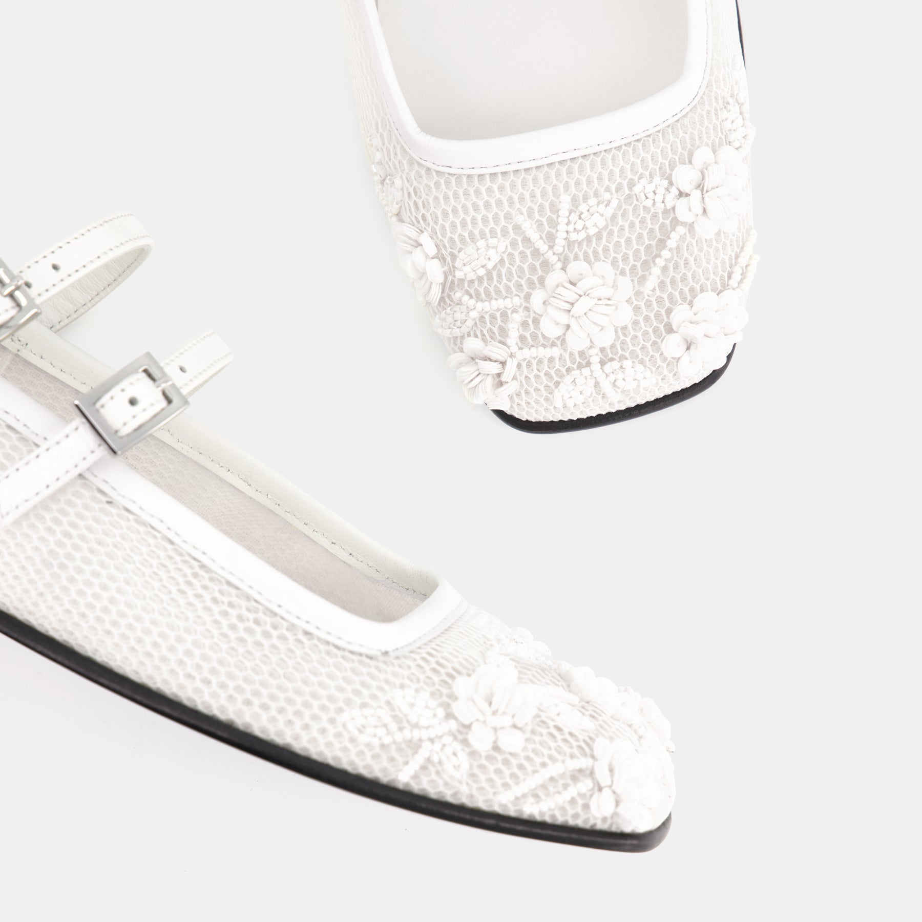 Bulla Rina White Nappa Flower Mesh