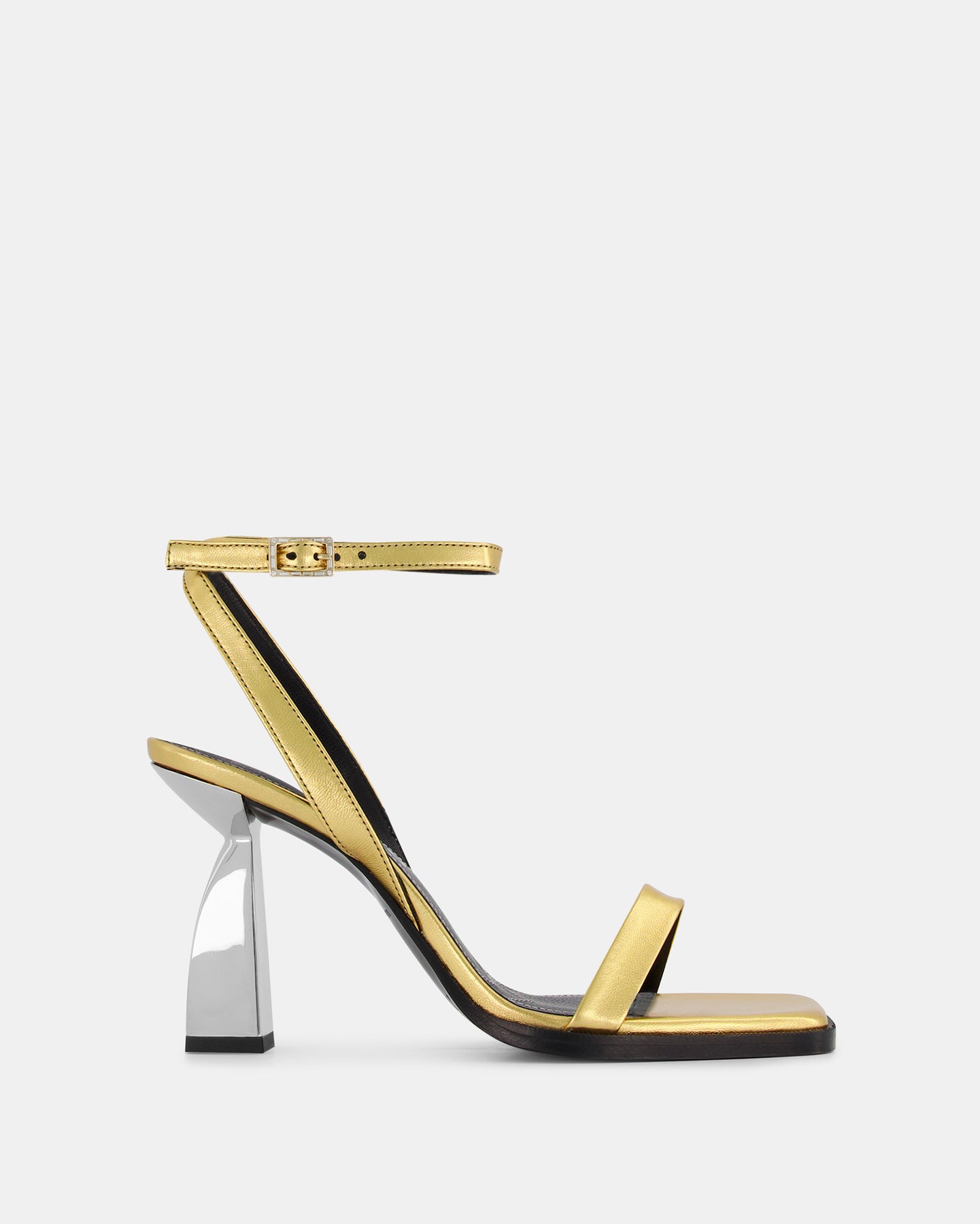 Crossed Wires Gold Metallic Lace-Up Heeled Sandals – Club L London - UK